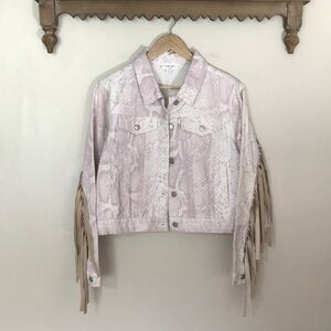 EUC Peach Love Denim Fringe Jean Jacket. Medium